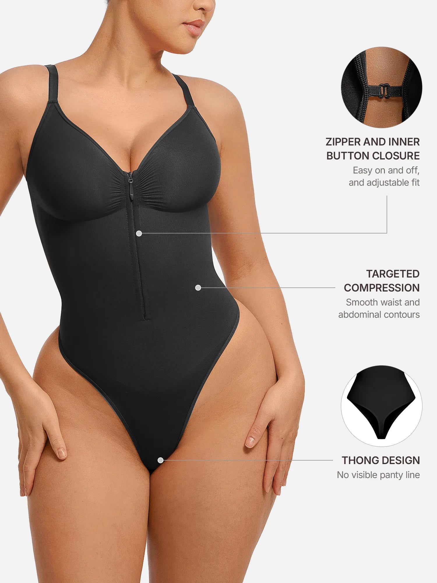 Tummy Control Seamless Zipper Shaping Bodysuit